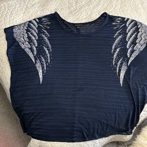 Rock & Republica tshirt. Blue & white. Sz 0X. EUC